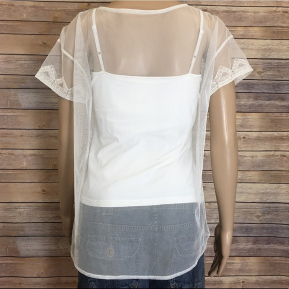 Sheer short sleeve boho embroidered shirt - Picture 3 of 3